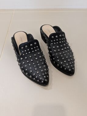 Chinese Laundry Black Studded Pointed-Toe Mules